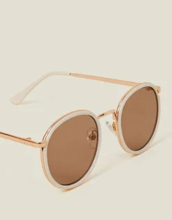 Accessorize Marbled Metal Round Sunglasses