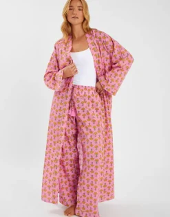 Accessorize Marigold Print Dressing Gown Pink