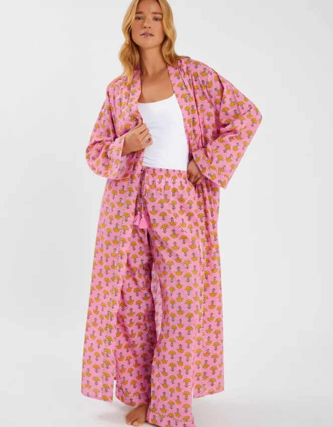 Accessorize Marigold Print Dressing Gown Pink