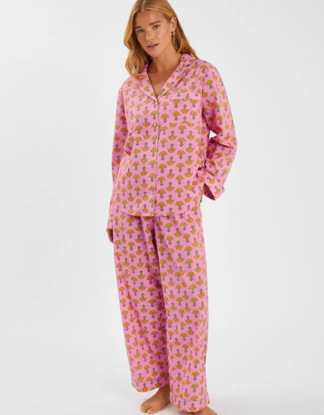 Accessorize Marigold Print Long Pyjamas Set Pink