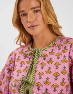 Accessorize Marigold Print Quilted Jacket Pink