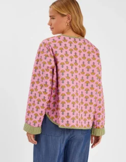 Accessorize Marigold Print Quilted Jacket Pink