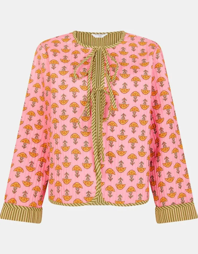 Accessorize Marigold Print Quilted Jacket Pink