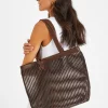Accessorize Mesh Stripe Shopper Bag Brown