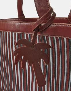 Accessorize Mesh Stripe Shopper Bag Brown