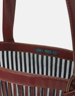 Accessorize Mesh Stripe Shopper Bag Brown