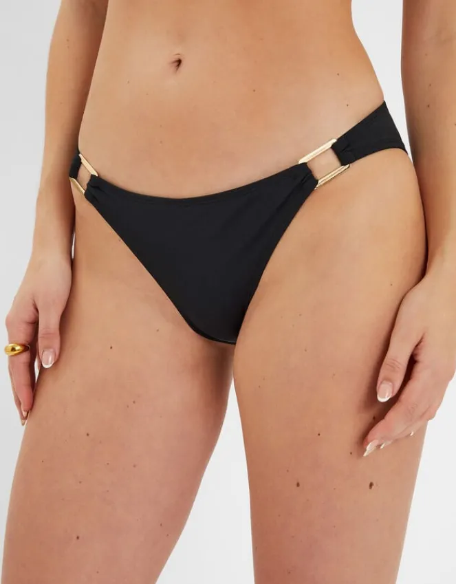 Accessorize Metal Detail Bikini Bottoms Black