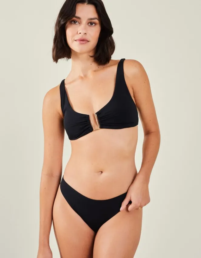 Accessorize Metal Detail Bikini Top Black