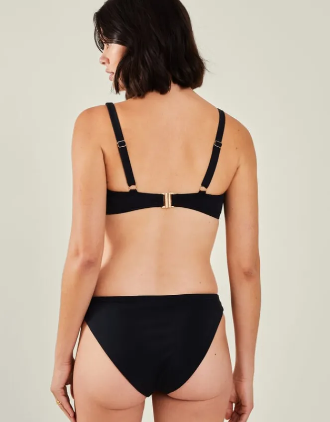 Accessorize Metal Detail Bikini Top Black