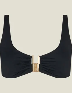 Accessorize Metal Detail Bikini Top Black