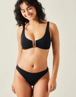 Accessorize Metal Detail Bikini Top Black