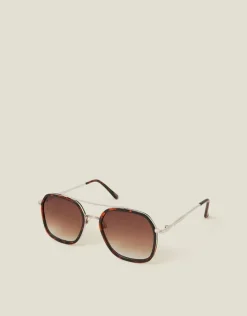 Accessorize Metal Tortoiseshell Aviator Sunglasses