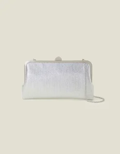 Accessorize Metallic Clutch Bag Silver