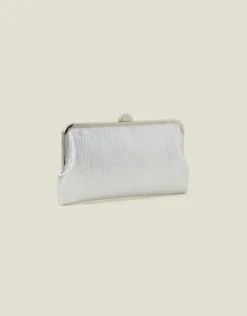 Accessorize Metallic Clutch Bag Silver
