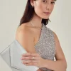 Accessorize Metallic Envelope Clutch Bag Silver