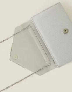 Accessorize Metallic Envelope Clutch Bag Silver