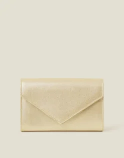 Accessorize Metallic Envelope Clutch Bag Gold