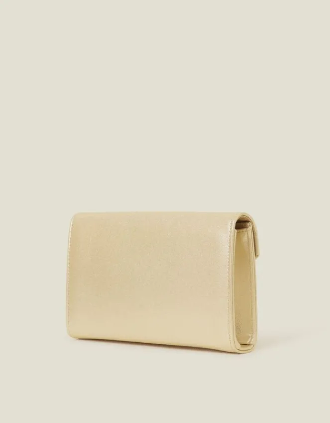 Accessorize Metallic Envelope Clutch Bag Gold