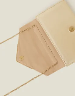 Accessorize Metallic Envelope Clutch Bag Gold