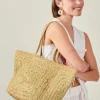 Accessorize Metallic Jute Beach Bag Gold