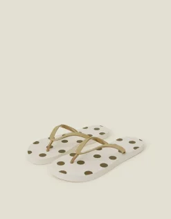 Accessorize Metallic Polka Dot Flip Flops Gold