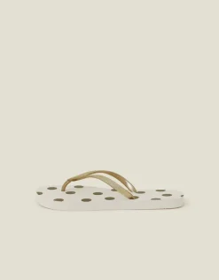 Accessorize Metallic Polka Dot Flip Flops Gold