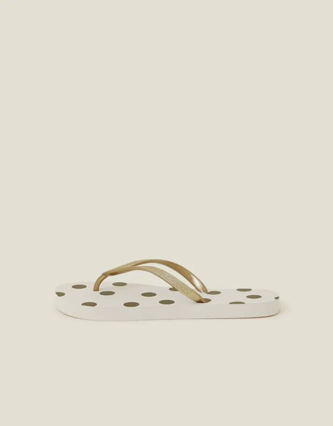 Accessorize Metallic Polka Dot Flip Flops Gold