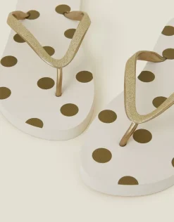 Accessorize Metallic Polka Dot Flip Flops Gold
