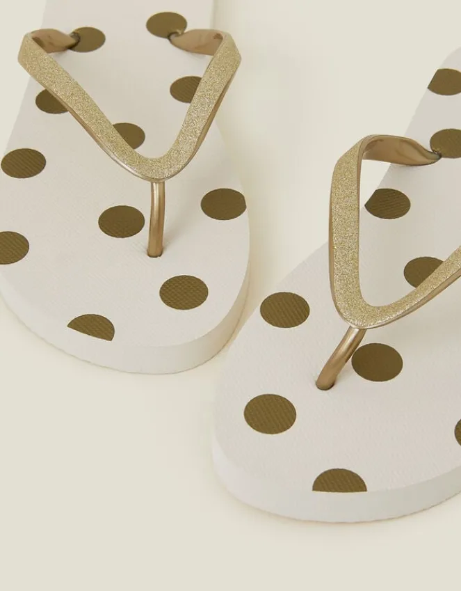 Accessorize Metallic Polka Dot Flip Flops Gold