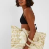 Accessorize Metallic Print Canvas Beach Bag