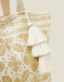 Accessorize Metallic Print Canvas Beach Bag