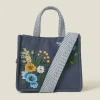 Accessorize Mini Floral Embroidered Cotton Handbag