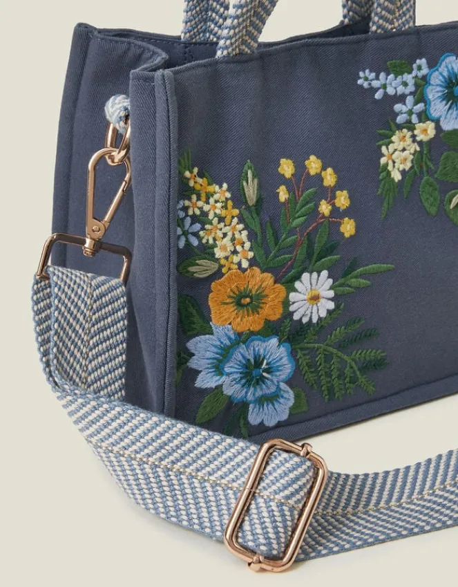 Accessorize Mini Floral Embroidered Cotton Handbag