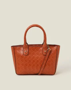 Accessorize Mini Woven Faux Leather Handbag Orange