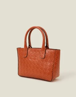 Accessorize Mini Woven Faux Leather Handbag Orange