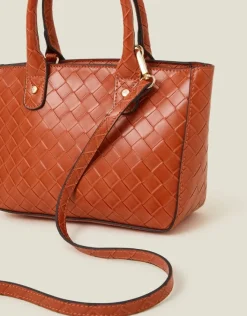 Accessorize Mini Woven Faux Leather Handbag Orange