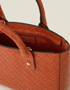 Accessorize Mini Woven Faux Leather Handbag Orange
