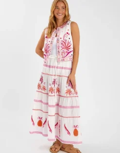 Accessorize Mirror & Palm Embroidered Waistcoat White