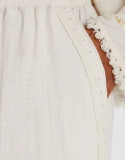 Accessorize Mirror Embellished Wide Leg Trousers Ivory