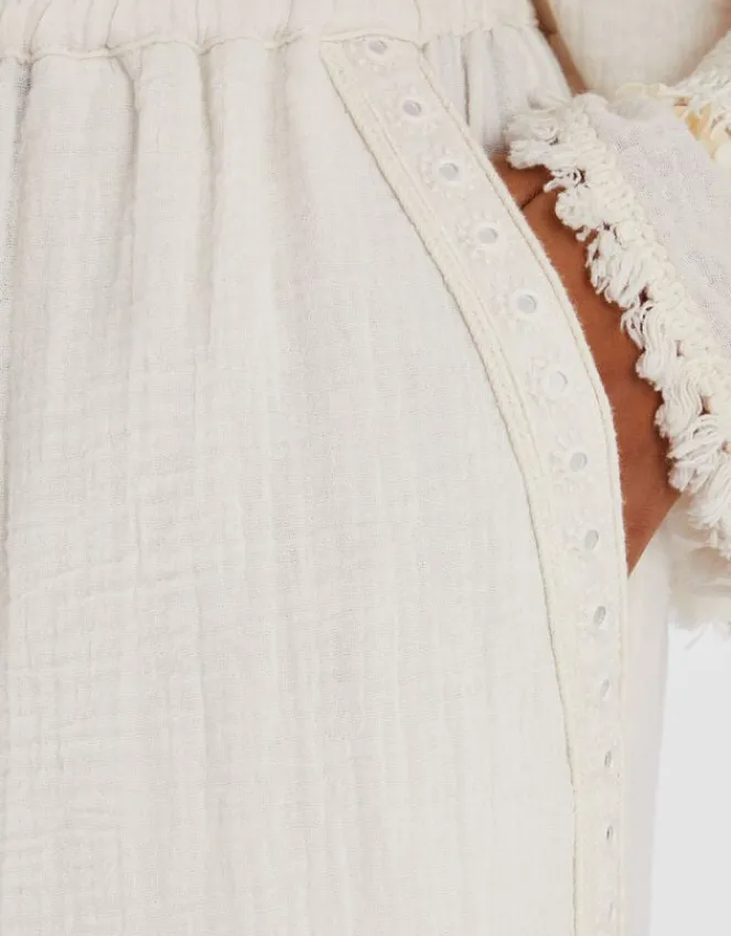 Accessorize Mirror Embellished Wide Leg Trousers Ivory