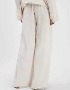 Accessorize Mirror Embellished Wide Leg Trousers Ivory