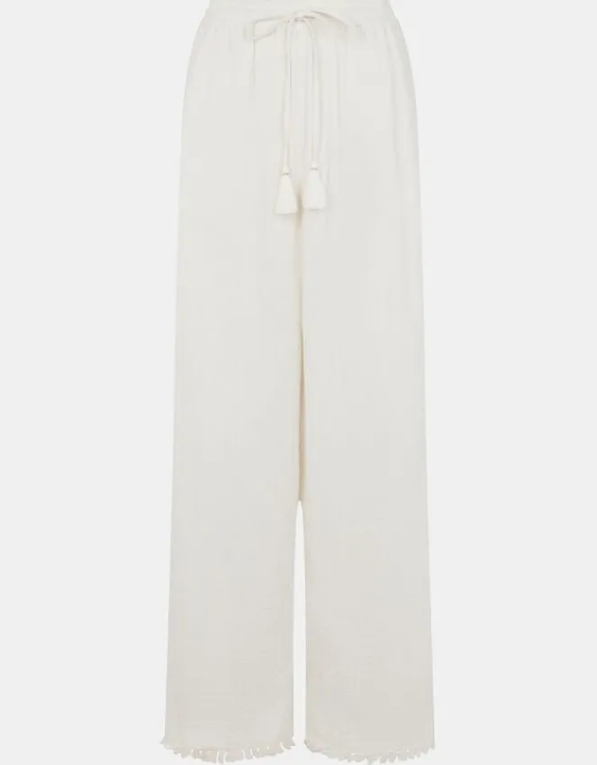 Accessorize Mirror Embellished Wide Leg Trousers Ivory