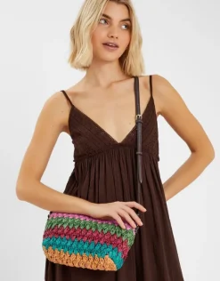Accessorize Mix Woven Raffia Crossbody Bag