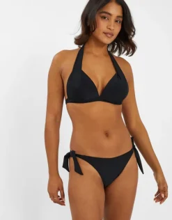 Accessorize Moulded Cup Halter Neck Bikini Top Black
