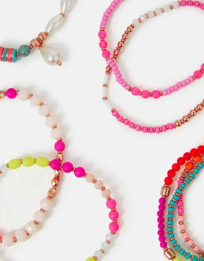 Accessorize Neon Beaded Stretch Bracelet Multipack