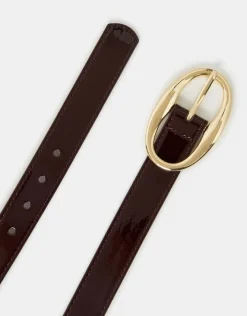 Accessorize Oval Buckle Patent Belt Red