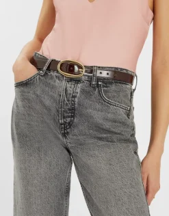 Accessorize Oval Buckle Patent Belt Red