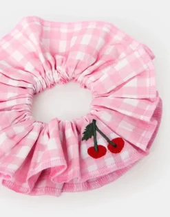 Accessorize Oversized Cherry Gingham Hair Scrunchie