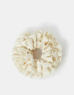 Accessorize Oversized Ruffle Satin Hair Scrunchie Cream