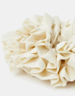 Accessorize Oversized Ruffle Satin Hair Scrunchie Cream